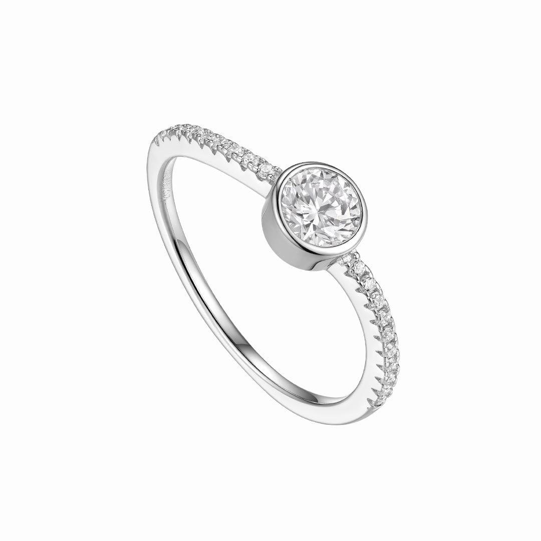 Silver Dainty Classic Solitaire Ring