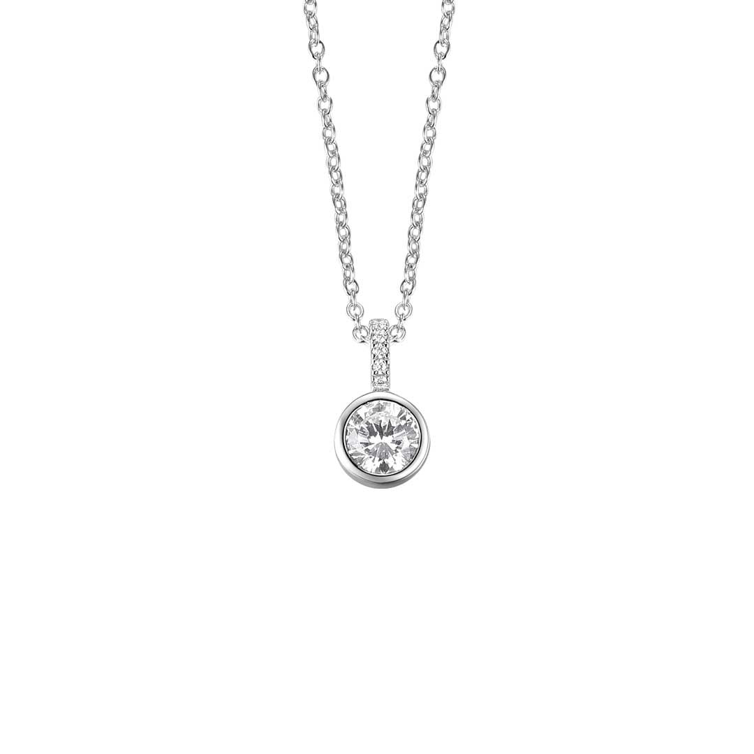 Silver Classic Solitaire Necklace