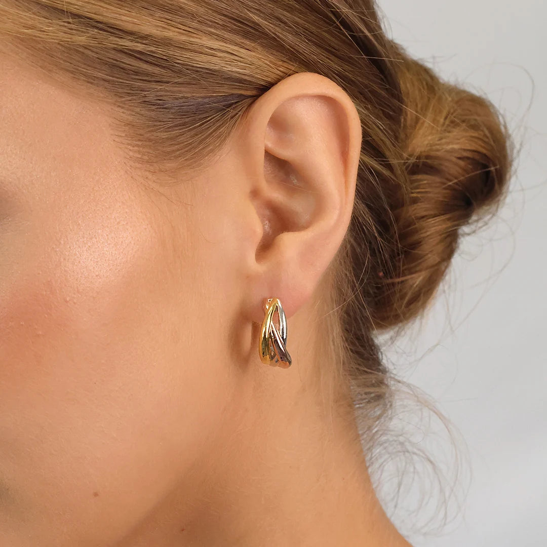 Modern Trio Tone Hoop Earrings