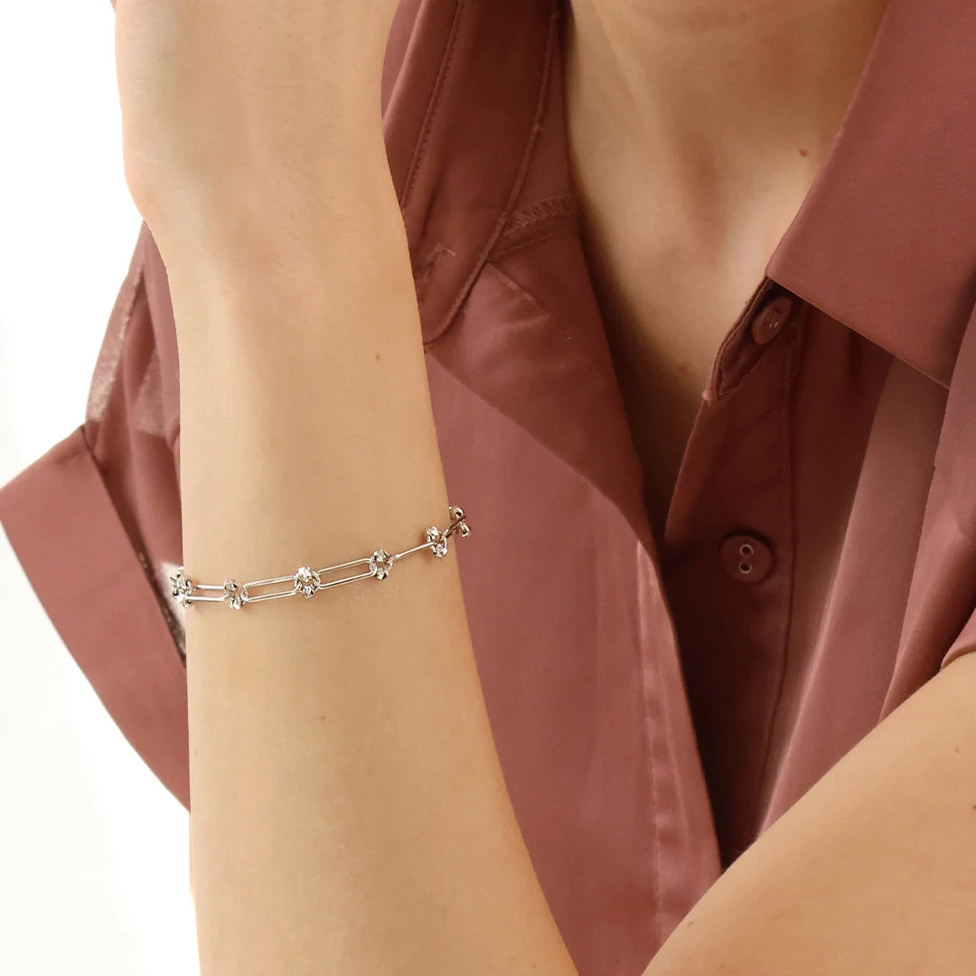 Silver Modern Aztec Bracelet
