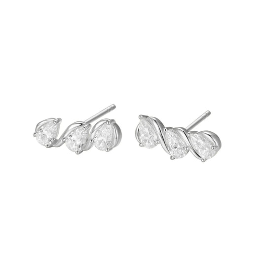 Silver Sparkly Couture Stud Earrings