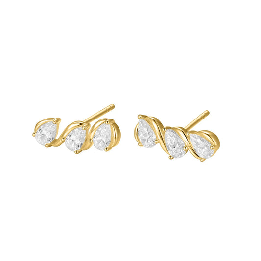 Gold Tone Sparkly Couture Stud Earrings