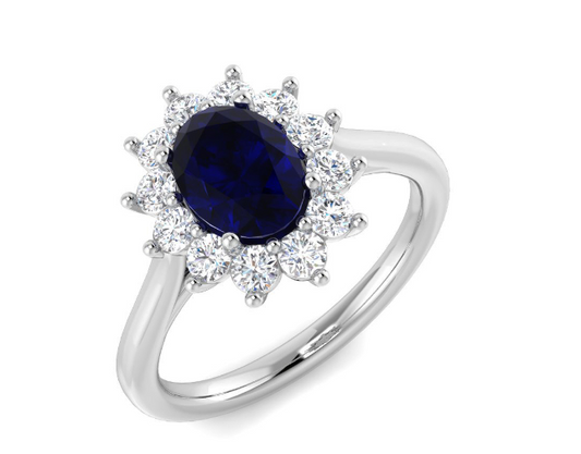 18ct White Gold Sapphire and Diamond Cluster Ring