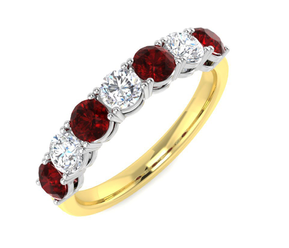 9ct Gold Ruby and Diamond Band Ring
