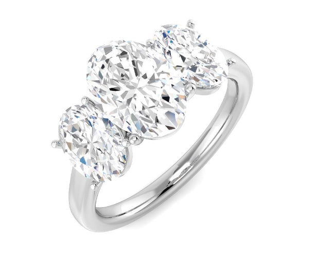 9ct White Gold Oval Trilogy Lab Diamond Ring