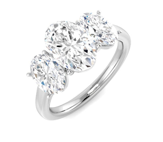 9ct White Gold Oval Trilogy Lab Diamond Ring