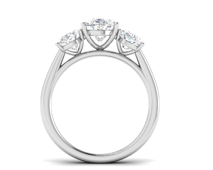 9ct White Gold Oval Trilogy Lab Diamond Ring