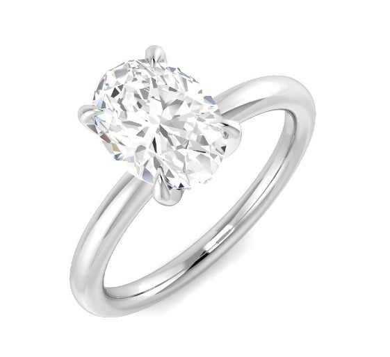 9ct Gold Oval Solitaire with Hidden Halo