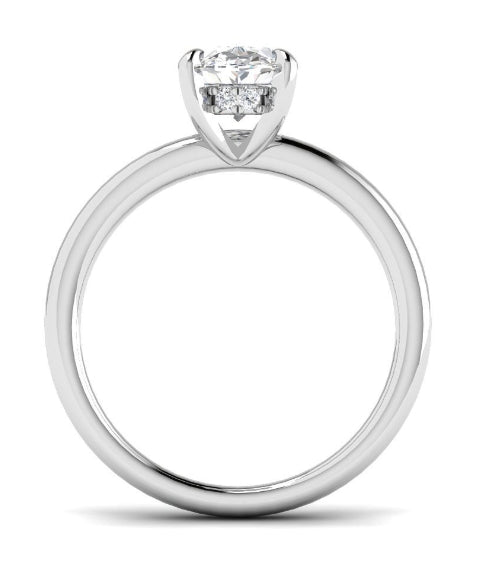 9ct Gold Oval Solitaire with Hidden Halo