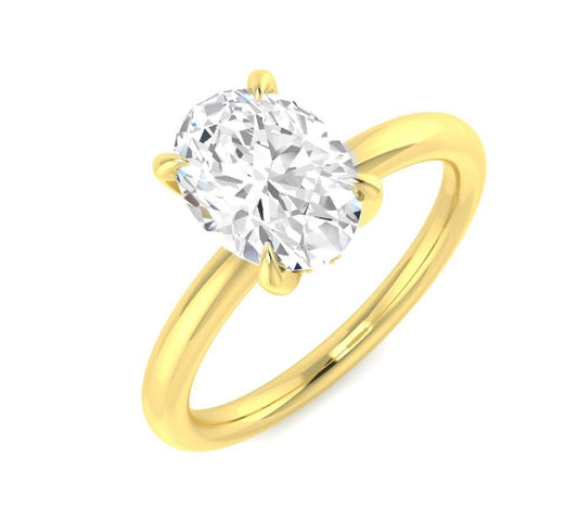 9ct Gold Oval Solitaire with Hidden Halo