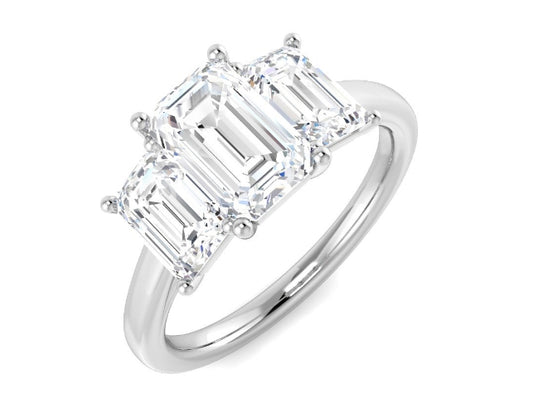 9ct Gold Emerald Cut Trilogy Ring
