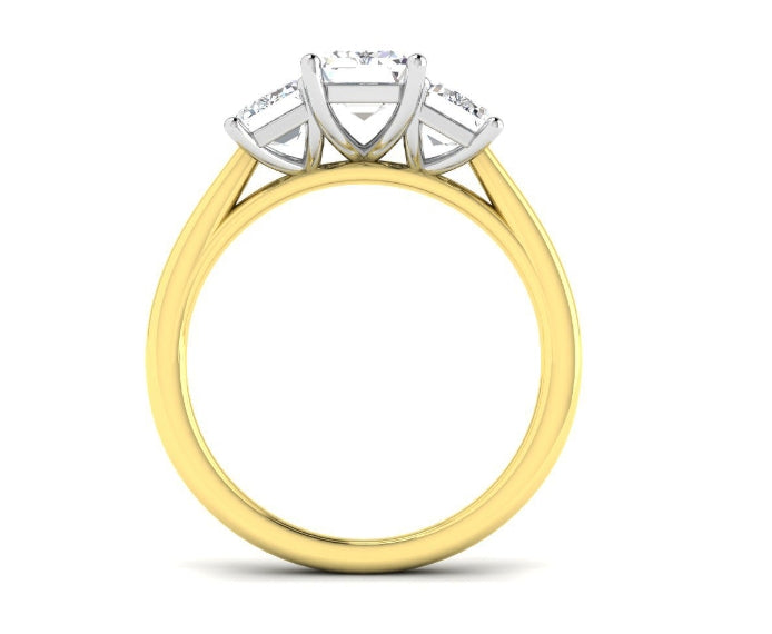9ct Gold Emerald Cut Trilogy Ring