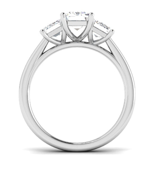 9ct Gold Emerald Cut Trilogy Ring