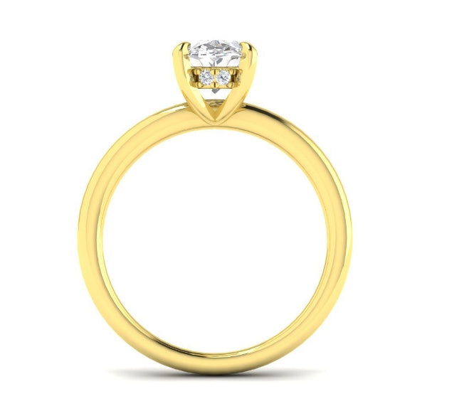 9ct Gold Oval Solitaire with Hidden Halo