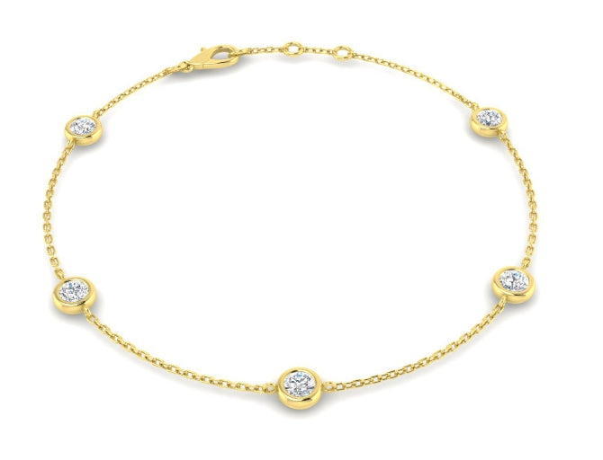 9ct Yellow Gold Brilliant Cut Lab Diamond Bracelet