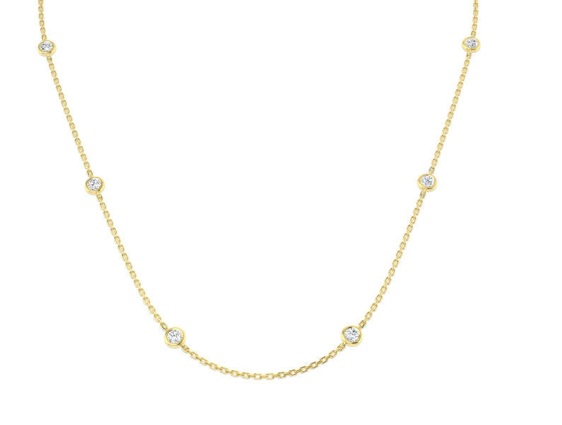 9ct Yellow Gold Brilliant Cut Lab Diamond Necklace