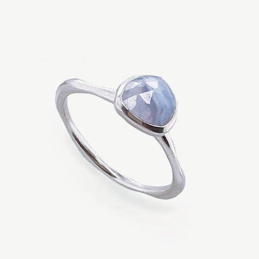 Sea Mist Gemstone Stacking Ring Sterling Silver, Blue Agate