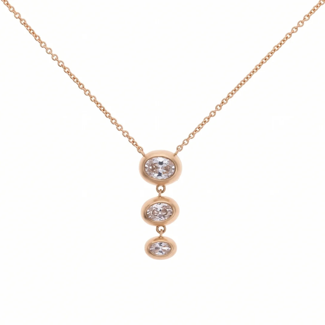Sense of Balance Triple Oval CZ Drop Necklace