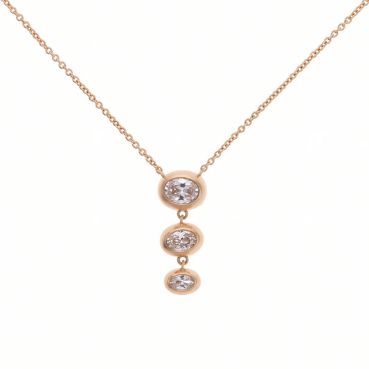 Sense of Balance Triple Oval CZ Drop Necklace