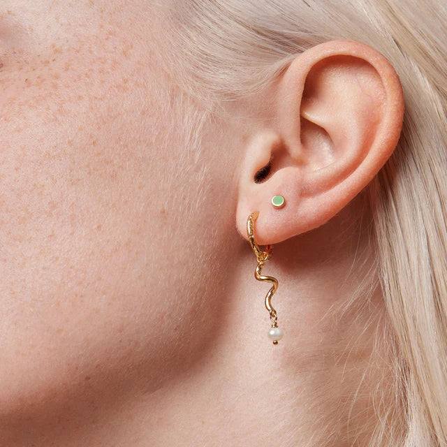 Green Enamel Dot Studs