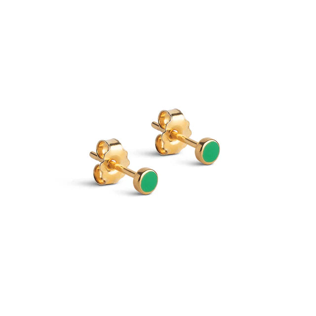 Green Enamel Dot Studs