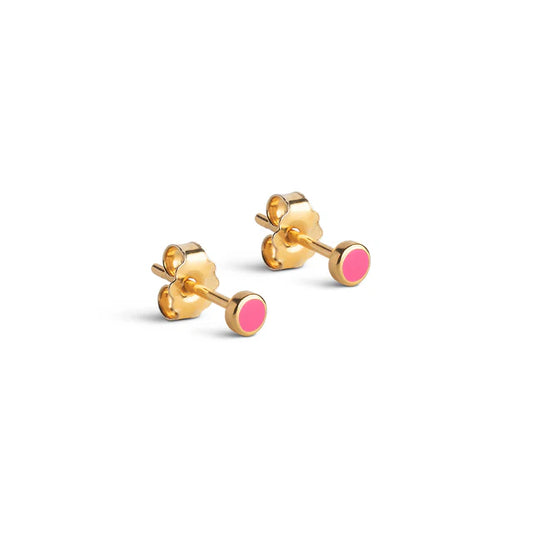 Pink Enamel Dot Studs