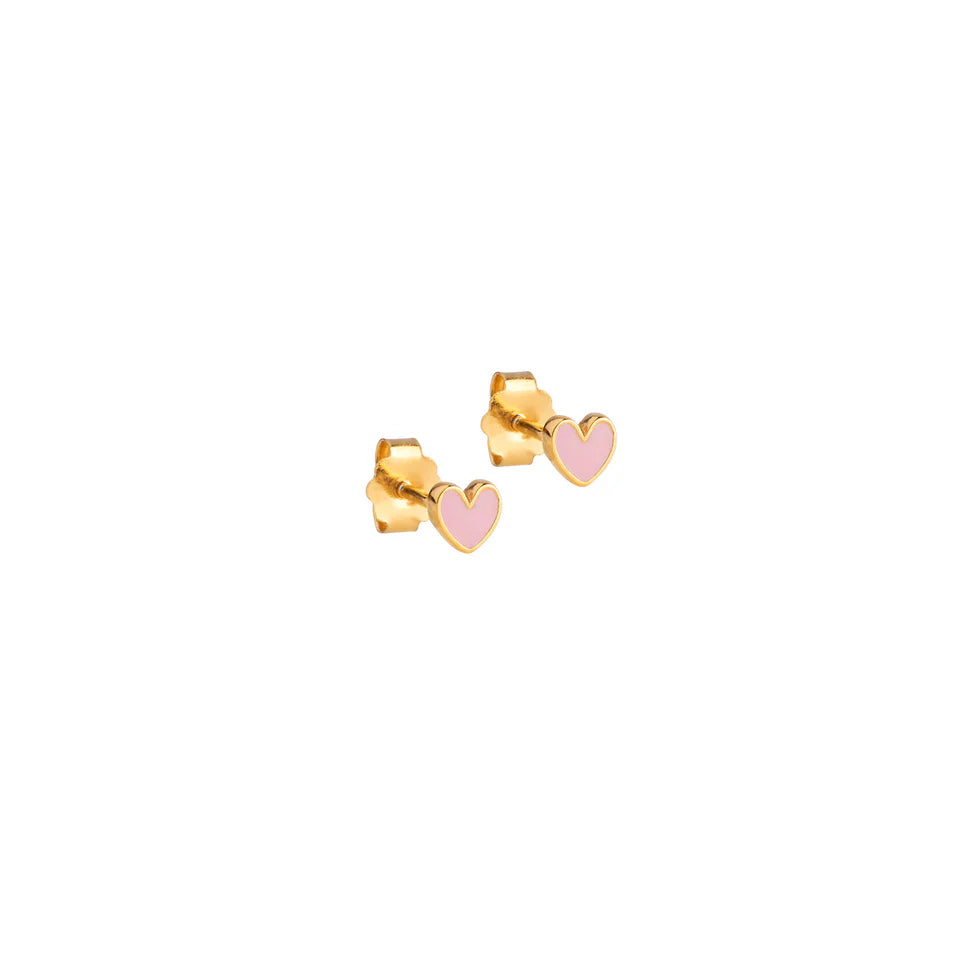 Gold Pink Amore Stud Earrings