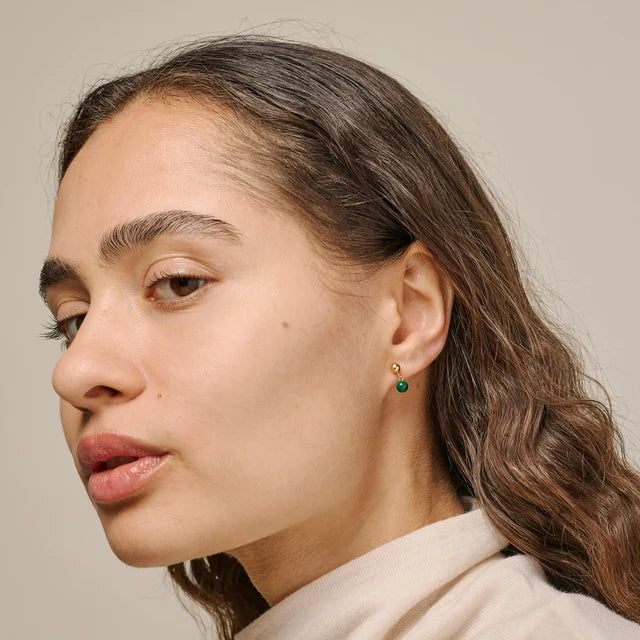 Gold Mina Studs - Petrol Green