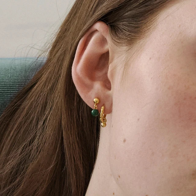 Gold Mina Studs - Petrol Green
