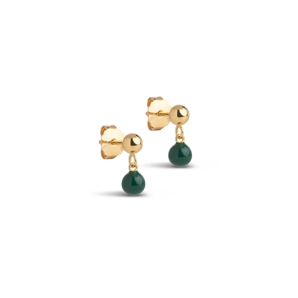 Gold Mina Studs - Petrol Green
