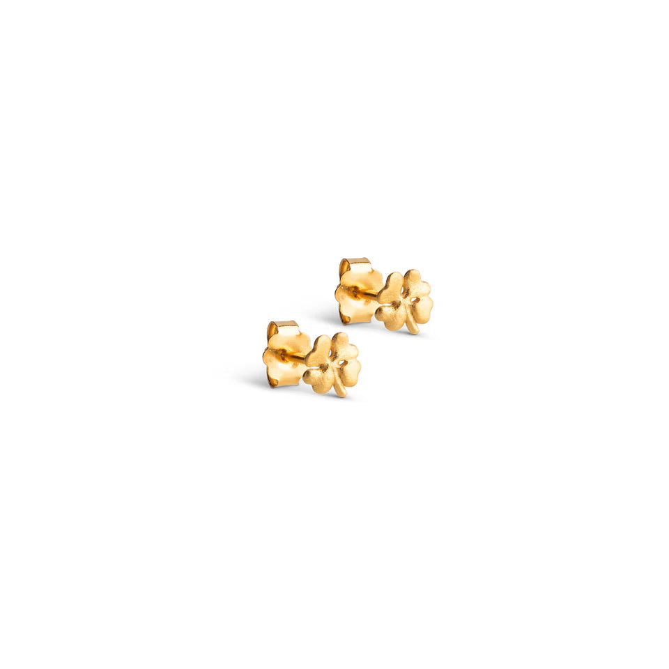 Gold Organic Clover Mini Studs