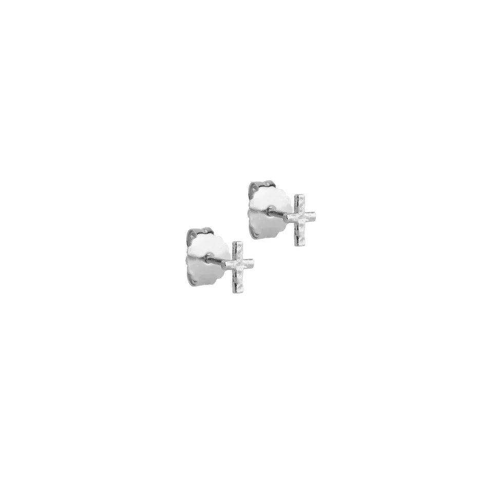 Silver Protective Cross Studs