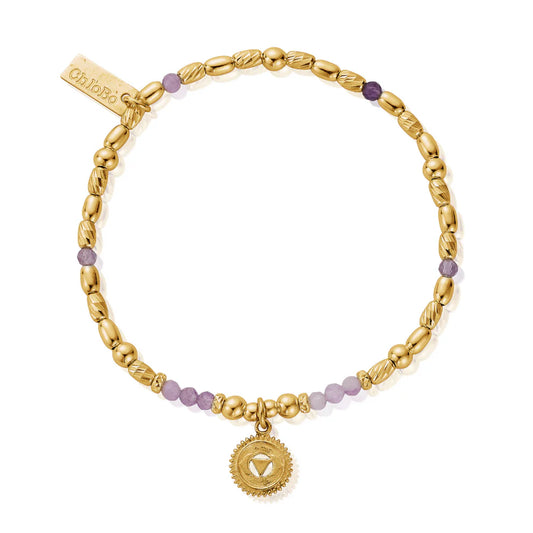 Gold Lavendar Amethyst Third Eye Chakra Bracelet