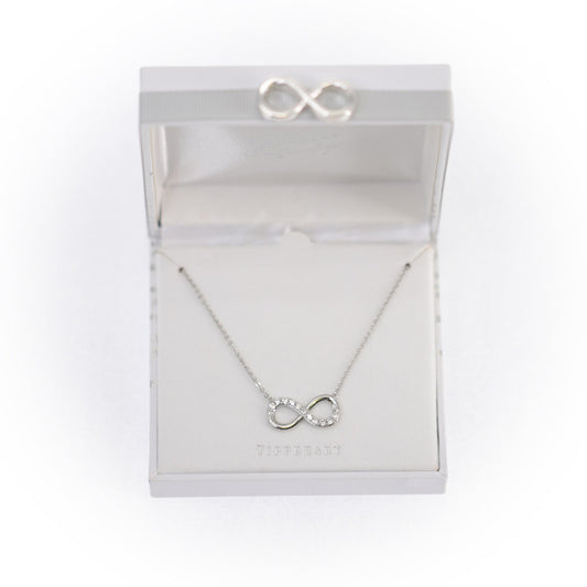Part Stone Set Infinity Pendant Silver