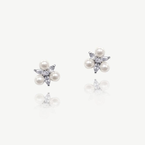 Waterlily Crystal Pearl Floral Earrings