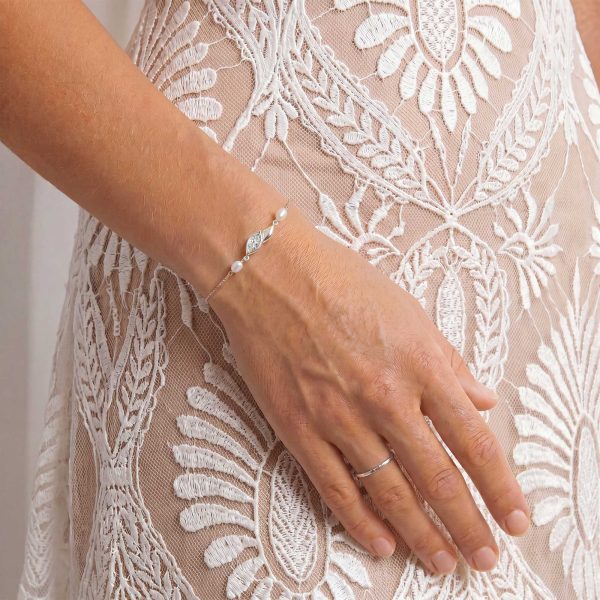 Woodstock Rhodium Crystal Pearl Bracelet