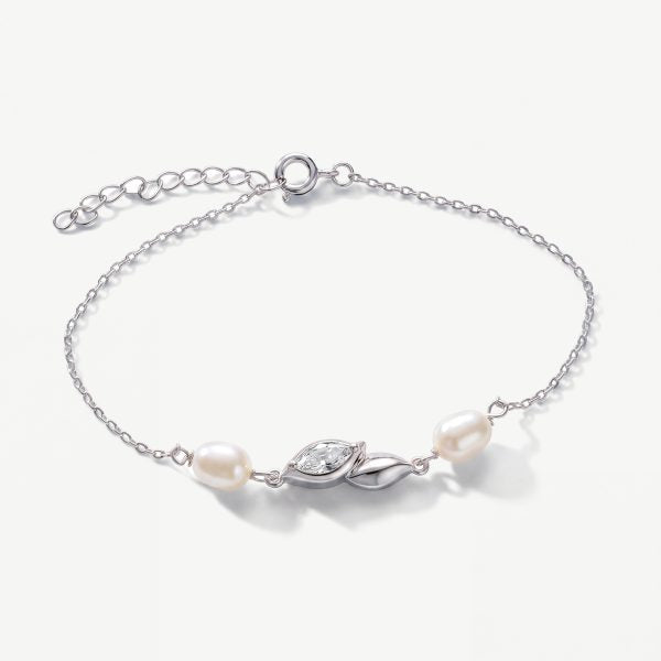 Woodstock Rhodium Crystal Pearl Bracelet