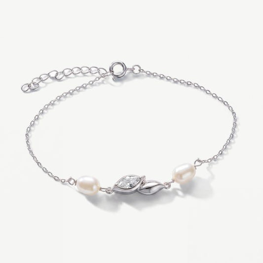 Woodstock Rhodium Crystal Pearl Bracelet