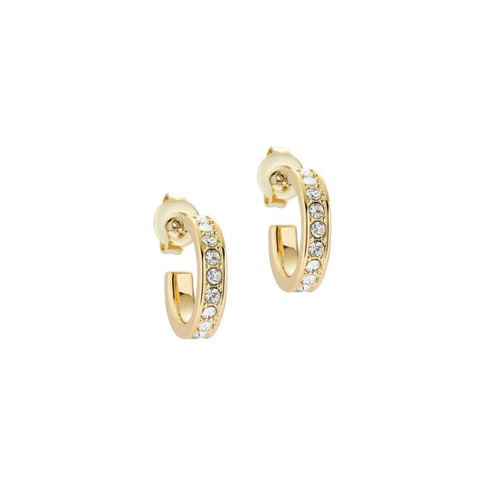 Nano Hoop Huggie Earring Gold Clear crystal