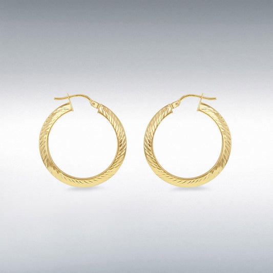 9ct Yellow Gold 20mm Diamond Cut Creole Earring