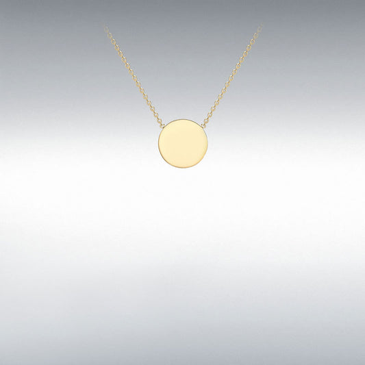 9ct Yellow Gold 10mm Disc Adjustable Necklace