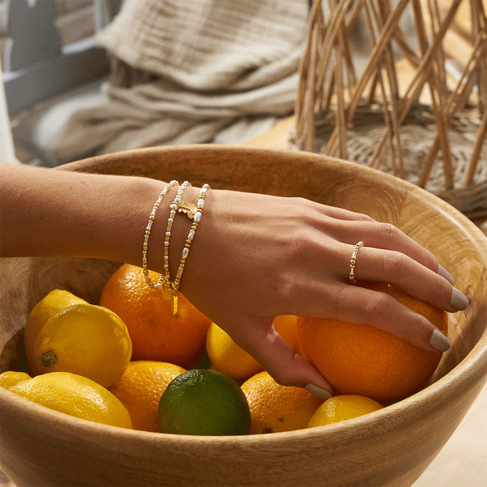 Mixed Metal Twisted Oval Bracelet