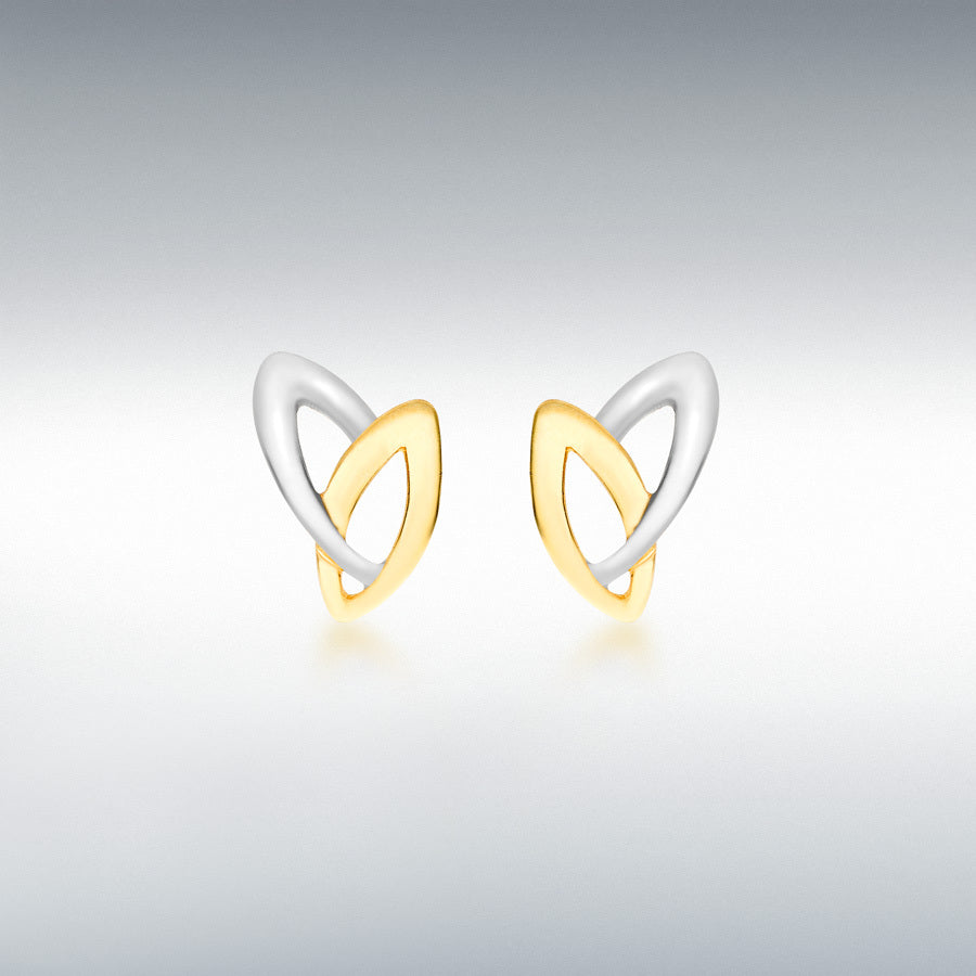 9ct 2-Colour Gold Double-Marquise Stud Earrings