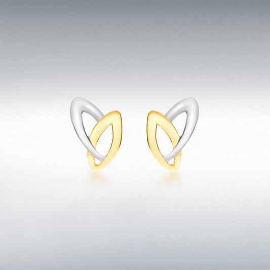 9ct 2-Colour Gold Double-Marquise Stud Earrings