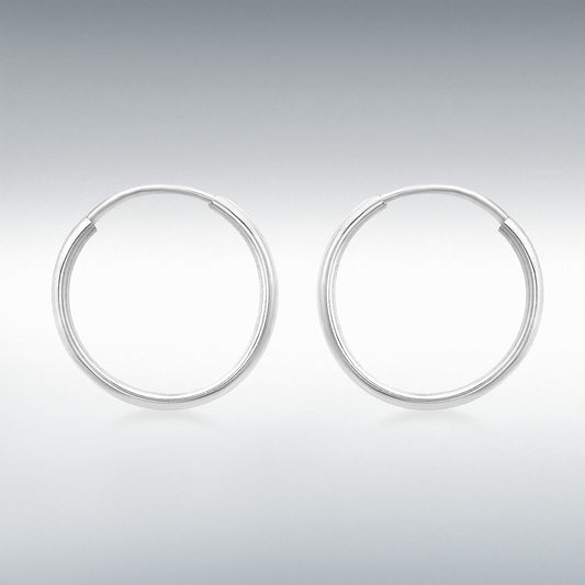 9ct White Gold Tube Polished Hoop Earrings