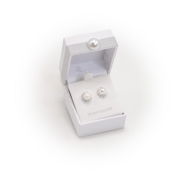 Silver Antique Daisy Pearl Studs