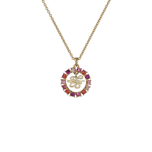 TED BAKER MOLLI: Monogram Crystal Pendant Necklace Gold Tone