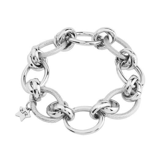 Diva bracelet with oval links and double texture