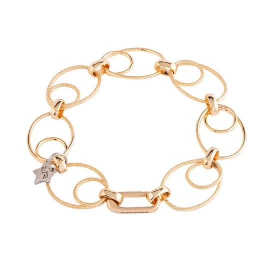 Diva bracelet with double oval diamond-cut and smooth links
