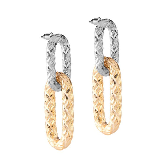 Diva pendant earring with two-tone reflective links
